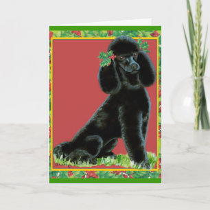 Noir Poodle Noël et Cartes de fin de année avec Ho