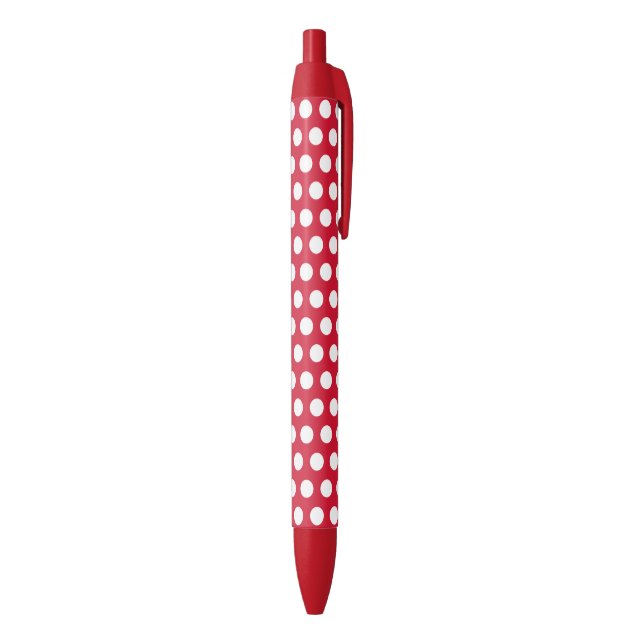 Noir Retro Red Polka Dot School Office Écriture stylo c (Bas (Vertical))