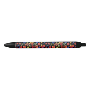 Noir Rétro stylo chic de coutume d'impression florale