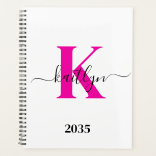 Noir rose chaud Nom initial Planificateur monograp