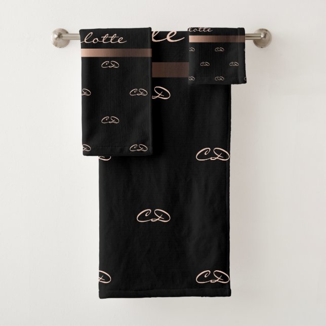 Noir rose or monogramme initiales nom du motif (En situation)