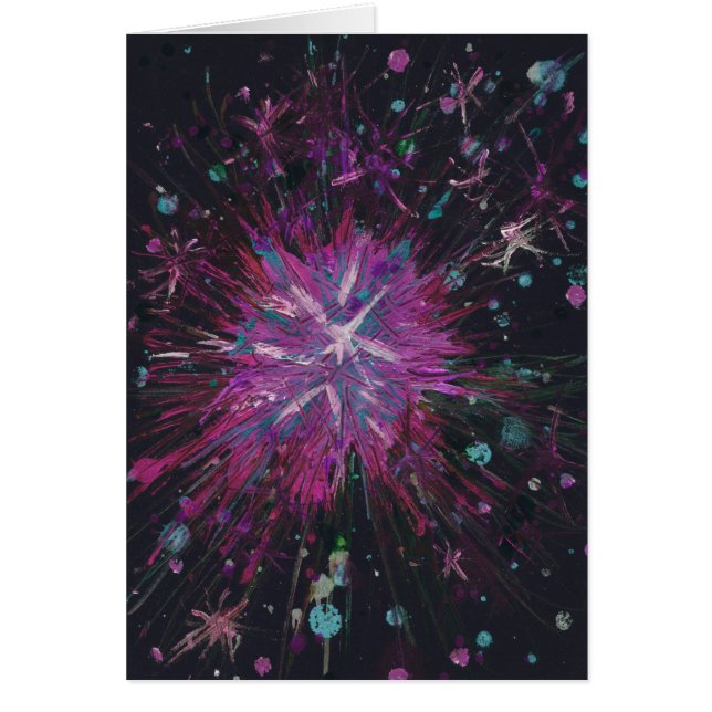 Noir rose Starburst Art Abstrait peinture acryliqu (Devant)