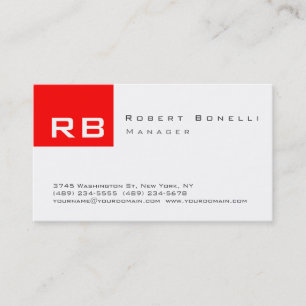 Noir Rouge Blanc Monogramme Carte de visite modern