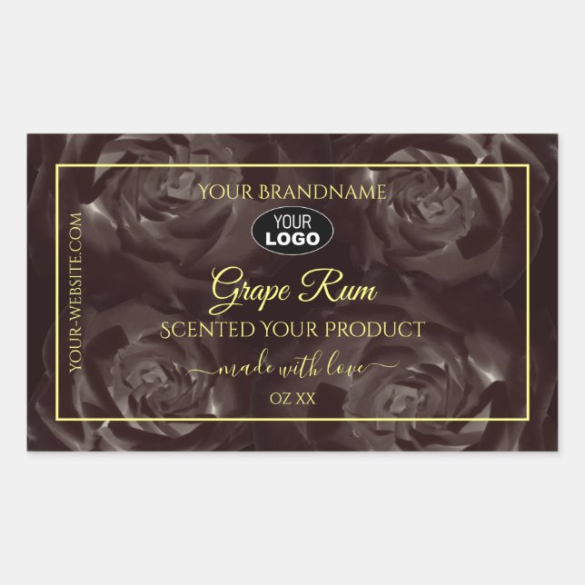 Noir Rouge Brown Fleur Rose Logo Étiquette produit (Devant)