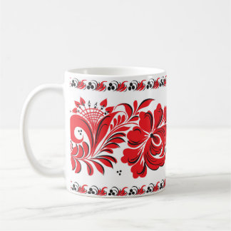 Noir rouge de tasse nationale russe de motif