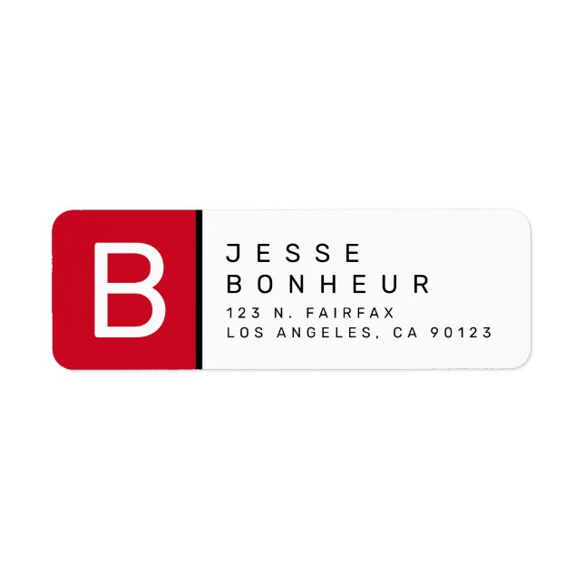 Noir rouge et blanc | Adresse de retour moderne (Devant)