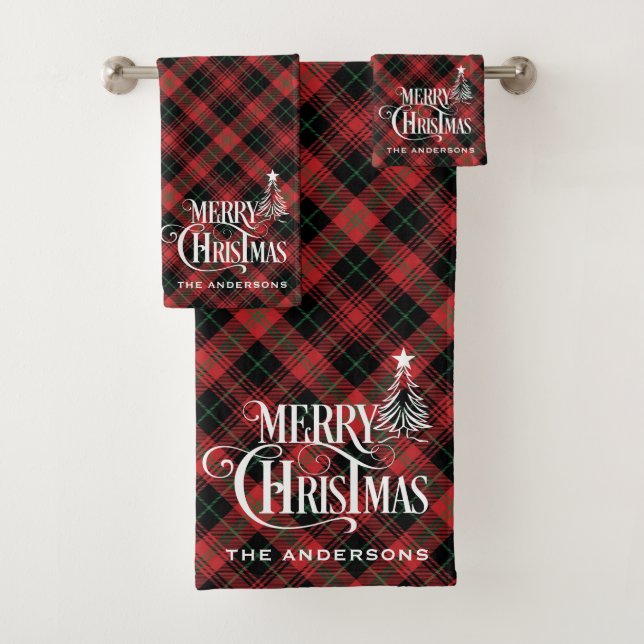 Noir Rouge Ferme Noël Tartan Plaid Custom (En situation)
