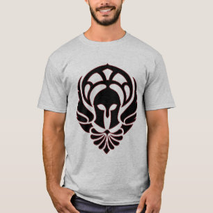 Noir/rouge grecs de T-shirt de guerrier