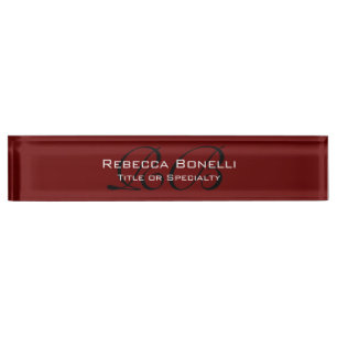 Noir rouge Monogramme blanc minimaliste Plaque