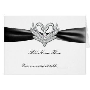 Noir Ruban Swans Argent Plier Table Place Card