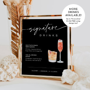 NOIR Signature Drinks Wedding Sign Black 8x10