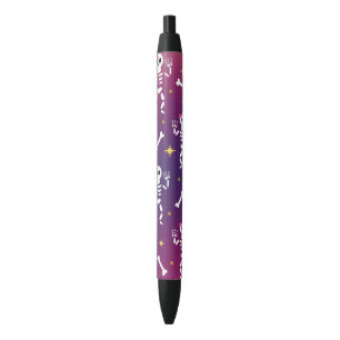 Noir Skeletons violets Stylo d'encre noire Halloween