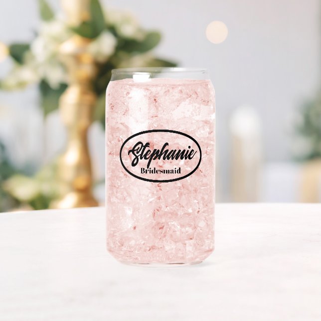 Noir Stylisé Nom Mariage Bridesmaid Verre (Insitu (Mariage))