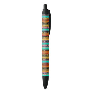 Noir stylo à encre noire rayures aztèques