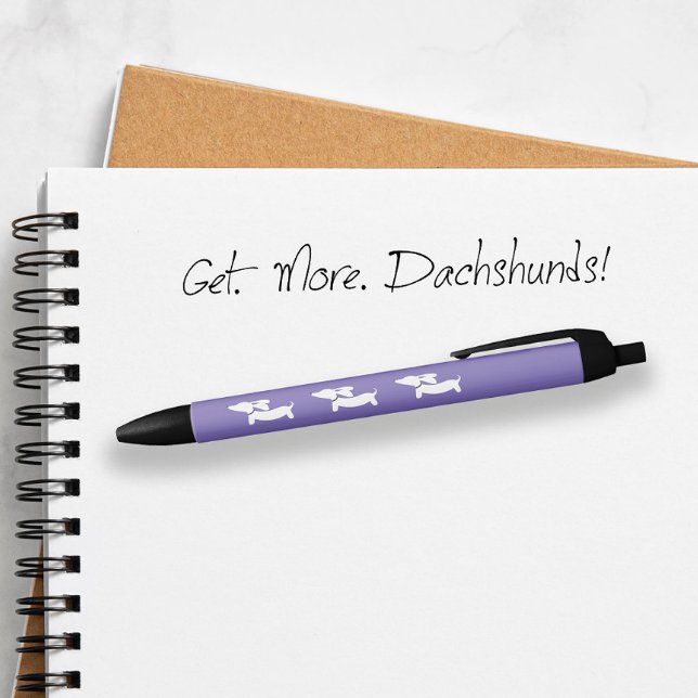 Noir Stylo à encre pourpre Dachshund Stocker Stuffer Ca (Dachshund ink pen in purple)