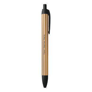 Noir Stylo à encre rayé orange et jaune personnalisé