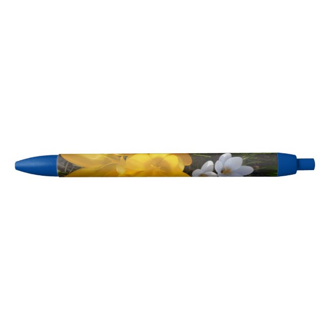Noir Stylo à fleurs de crocus jaune et blanc (Devant)
