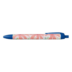 Noir Stylo à fleurs de Sunburst Tropical