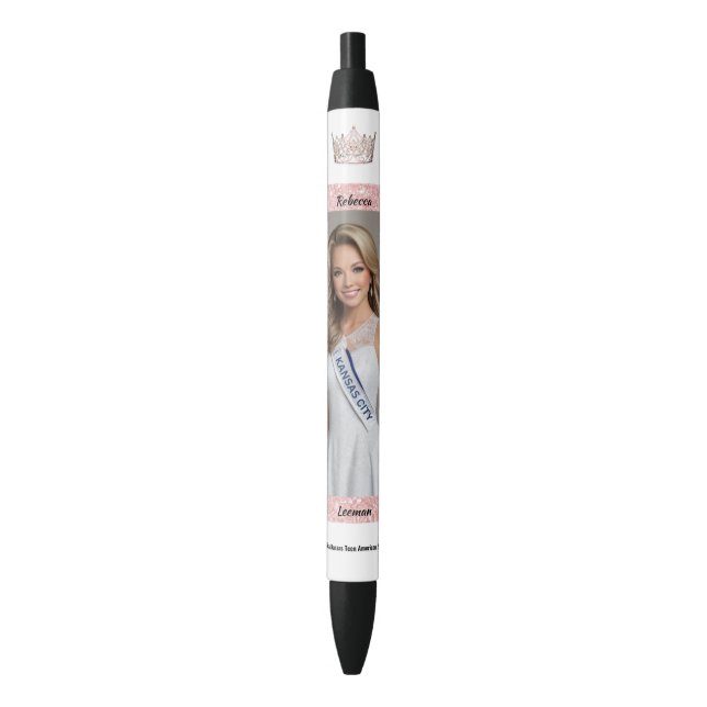 Noir Stylo Autographe de Concours Rose Gold Pailleté Co (devant Vertical)