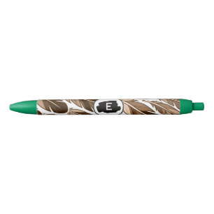 Noir Stylo Boho personnalisé - Monogramme personnalisé 