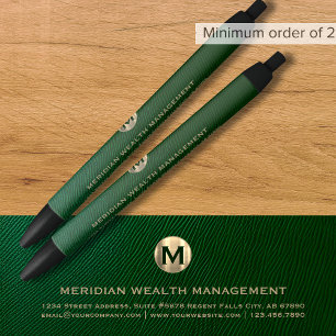 Noir Stylo d'affaires personnalisé Monogramme Or