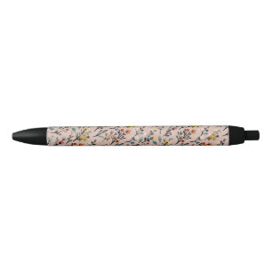 Noir Stylo de base en couleur florale Boho Rose poussié
