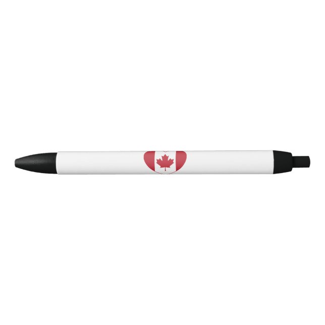 Noir Stylo de coeur de drapeau du Canada (Devant)