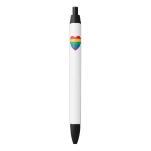 Noir Stylo de fierté de coeur d'arc-en-ciel