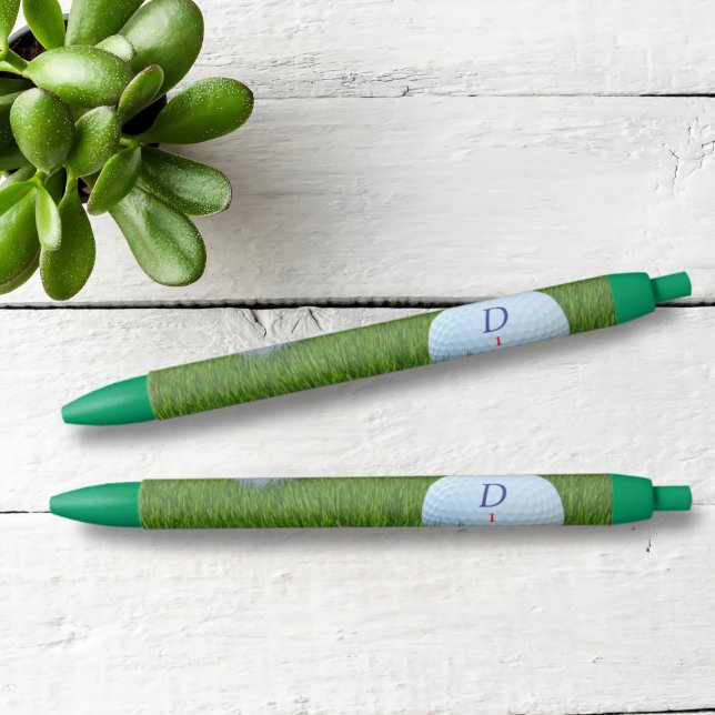 Noir Stylo de golf à bille Monogram Golfer's Green Pen (Just add your initial to these green pens. Perfect gift for a golfer)