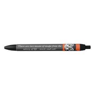 Noir Stylo de musique et de citation d'art de chat de
