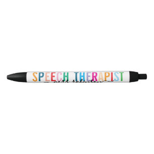 Noir Stylo de Thérapeute de la Parole Coloré avec Nom P