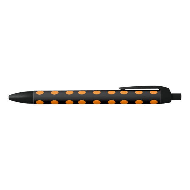 Noir Stylo d'encre noire avec points répétitifs orange (Haut)