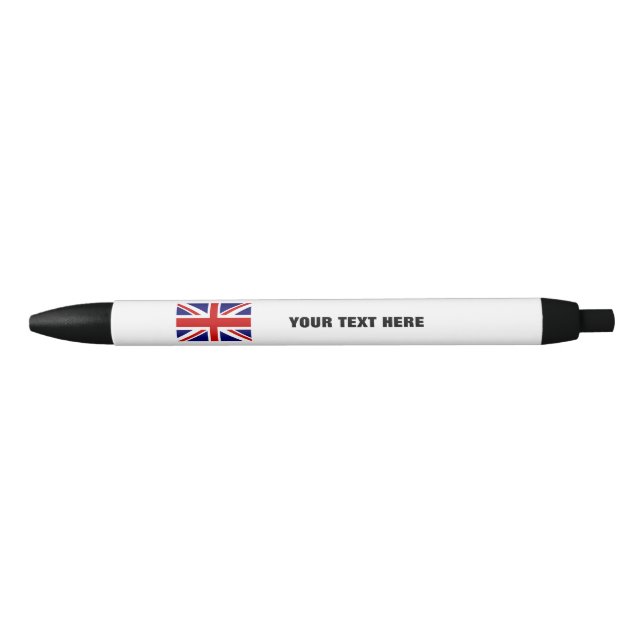 Noir Stylo drapeau Union Jack britannique avec texte pr (Devant)