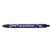 Stylo élégant à motif de fleur bleue TRENDY