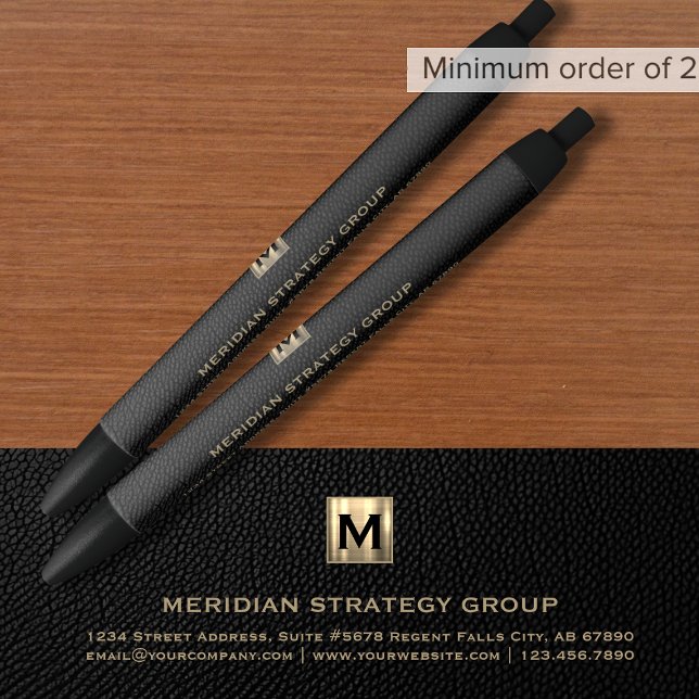 Noir Stylo Élégant Monogramme pour l'entreprise (Créateur téléchargé)