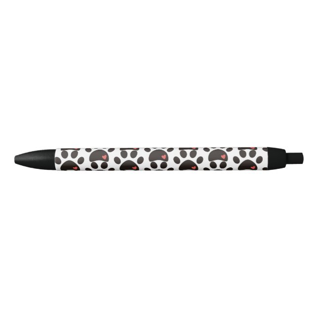 Noir Stylo Empreinte de patte du coeur (Devant)