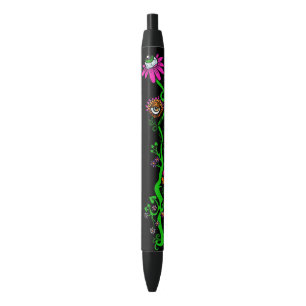 Noir Stylo Fleur Alien Princesse de l'Espace (Noir)