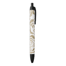 Stylo floral de Faux d'or de roses chics de