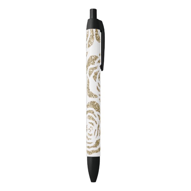 Noir Stylo floral de Faux d'or de roses chics de (Bas (Vertical))