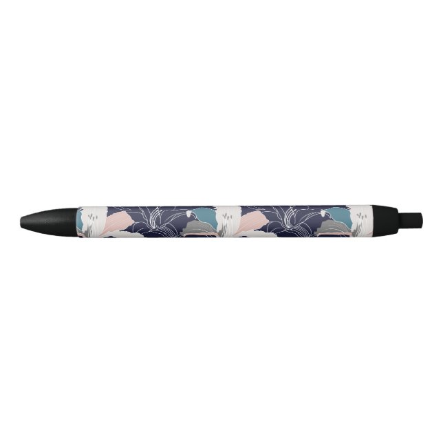 Noir Stylo floral tropical de marine (Devant)