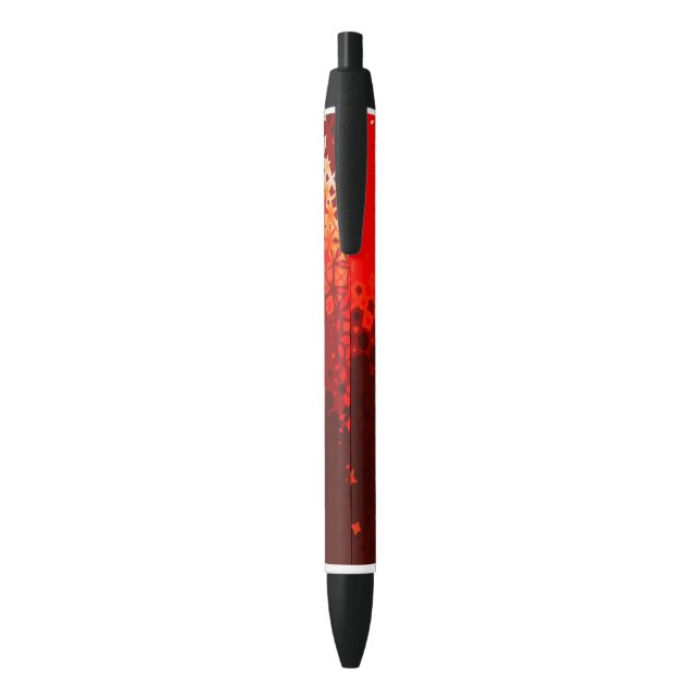 Noir Stylo géométrique en rouge vif et beige (Dos (Vertical))