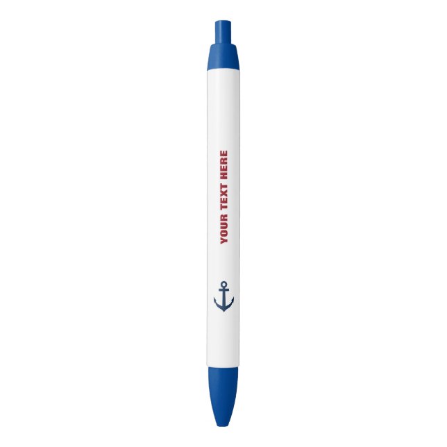 Noir Stylo nautique d'ancre de bateau avec le texte (devant Vertical)