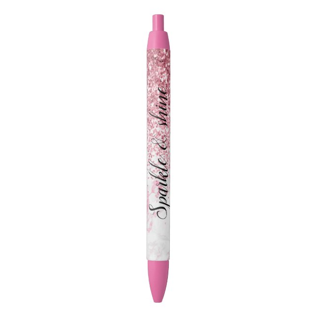 Noir Stylo Parties scintillant Marbre blanc rose (devant Vertical)