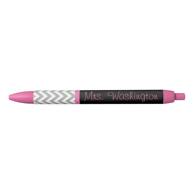 Noir Stylo personnalisé cadeau pour enseignante rose no (Devant)