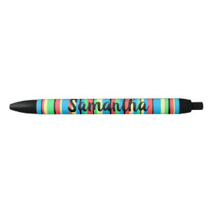Noir Stylo personnalisé modifiable par bandes colorées 
