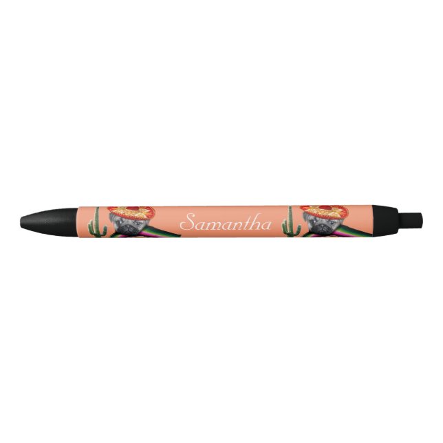 Noir Stylo personnalisé par orange mexicaine de chien (Devant)