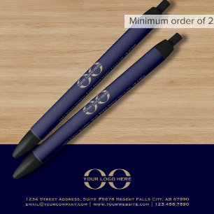 Noir Stylo promotionnel bleu marine avec logo