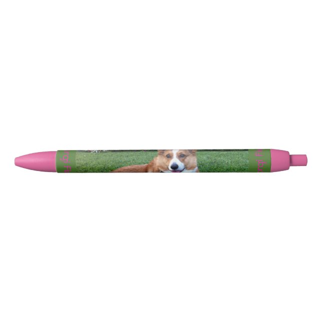 Noir Stylo rose de corgi (Devant)