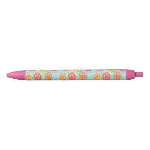 Noir Stylo rose et vert d'impression de ketmie