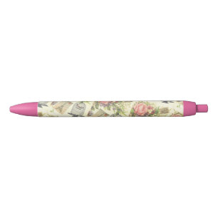 Noir Stylo vintage de Paris de thème français rose